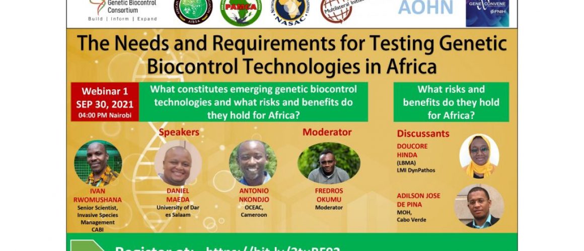 What constitutes emerging genetic biocontrol technologies and what risks and benefits do they hold in Africa?